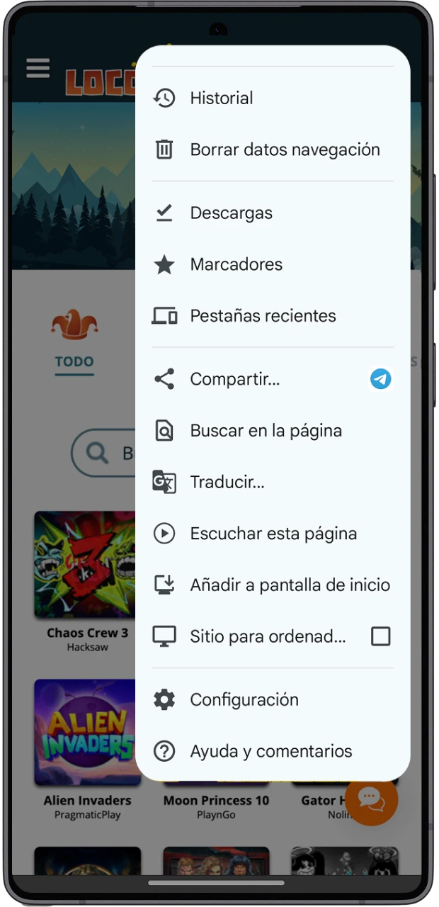 Agrega Locowin a tu escritorio y accede rápido.