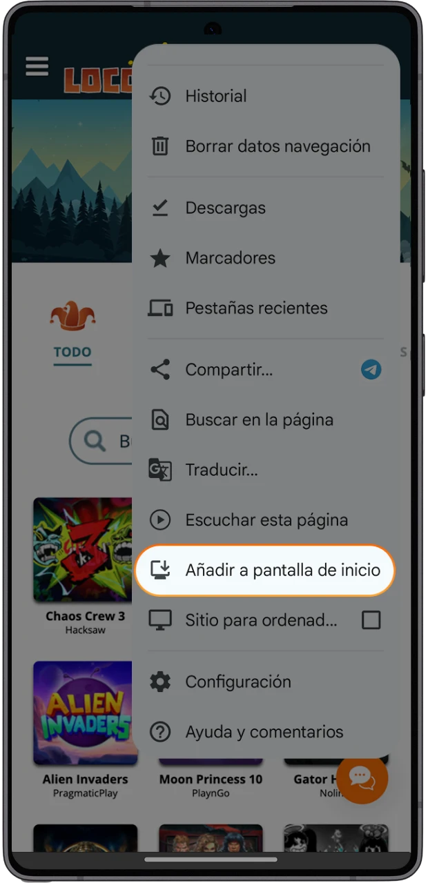 Acepta la instalación y empieza la diversión en Locowin.