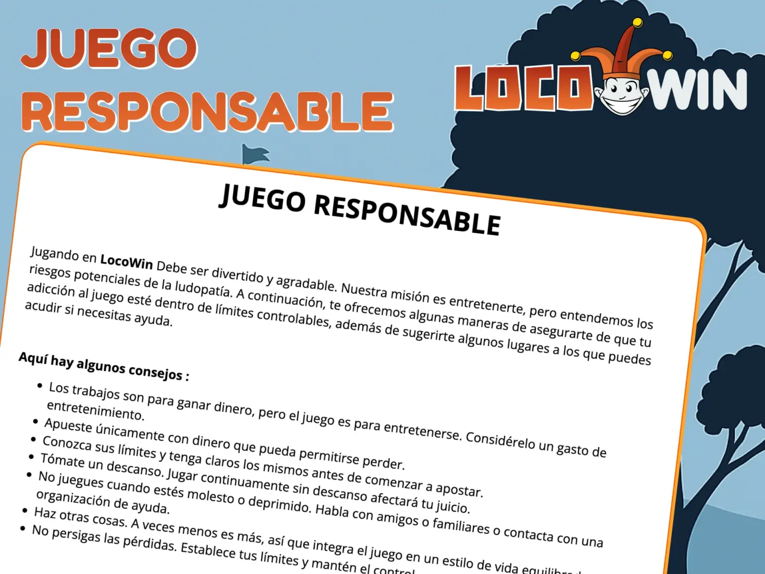 Juega de forma responsable en Locowin.