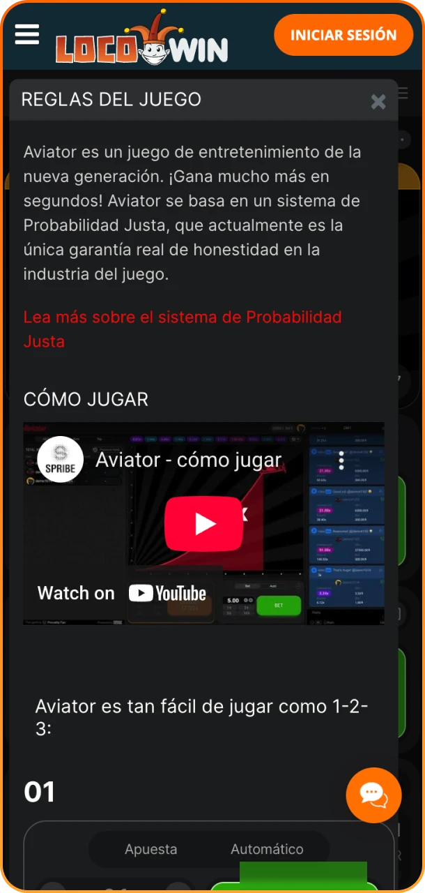 Conoce las normas del Aviator en Locowin.