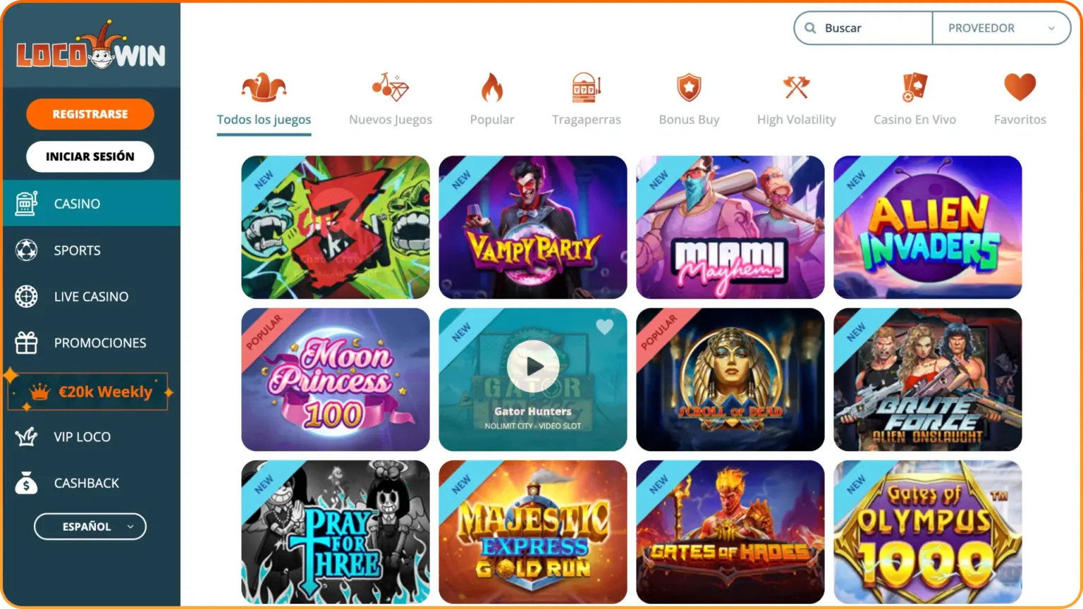Gira los rodillos de las slots más famosas en Locowin.