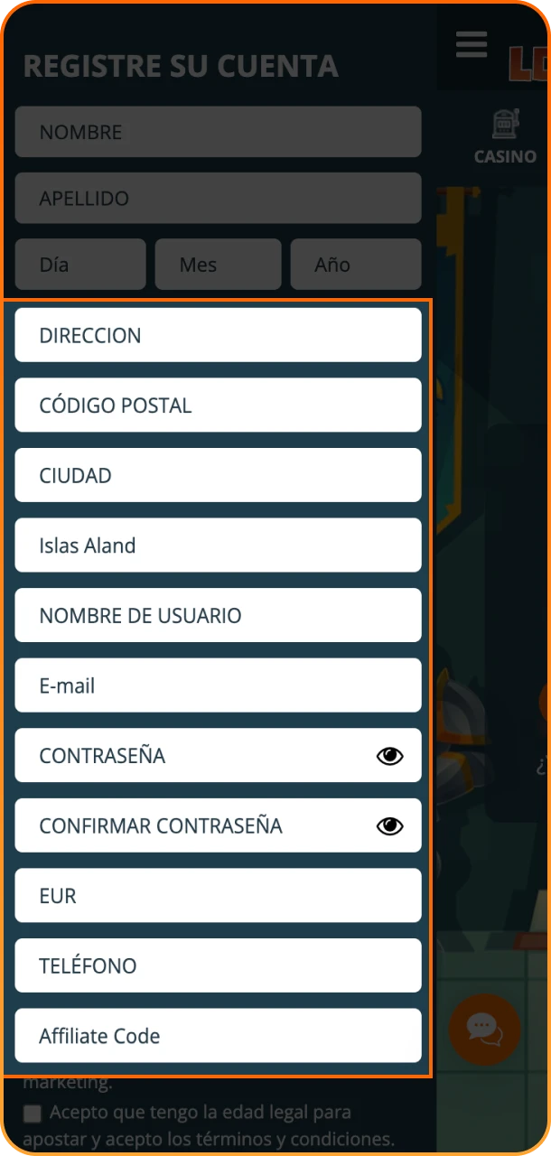 Introduce tus datos de forma segura en Locowin.